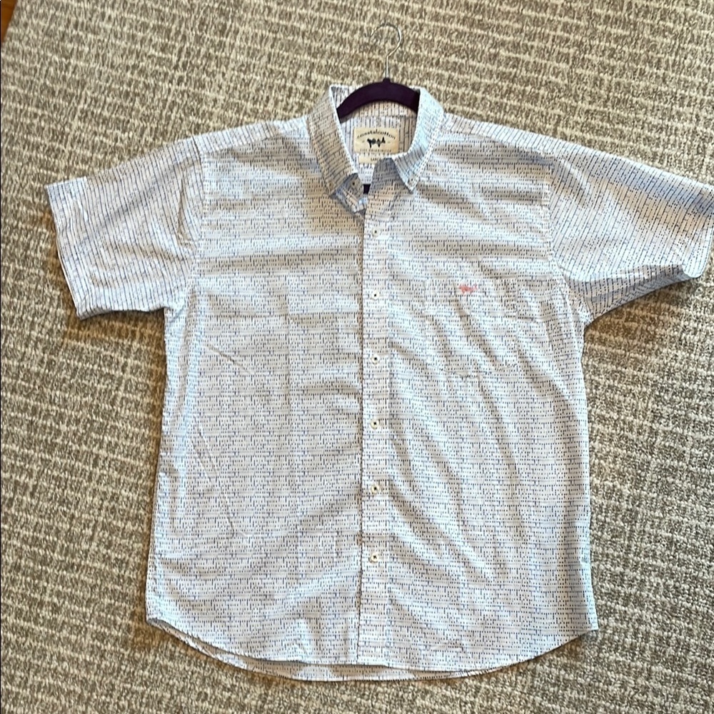 Men's Coastal Cotton White/Blue Patterned Shirt